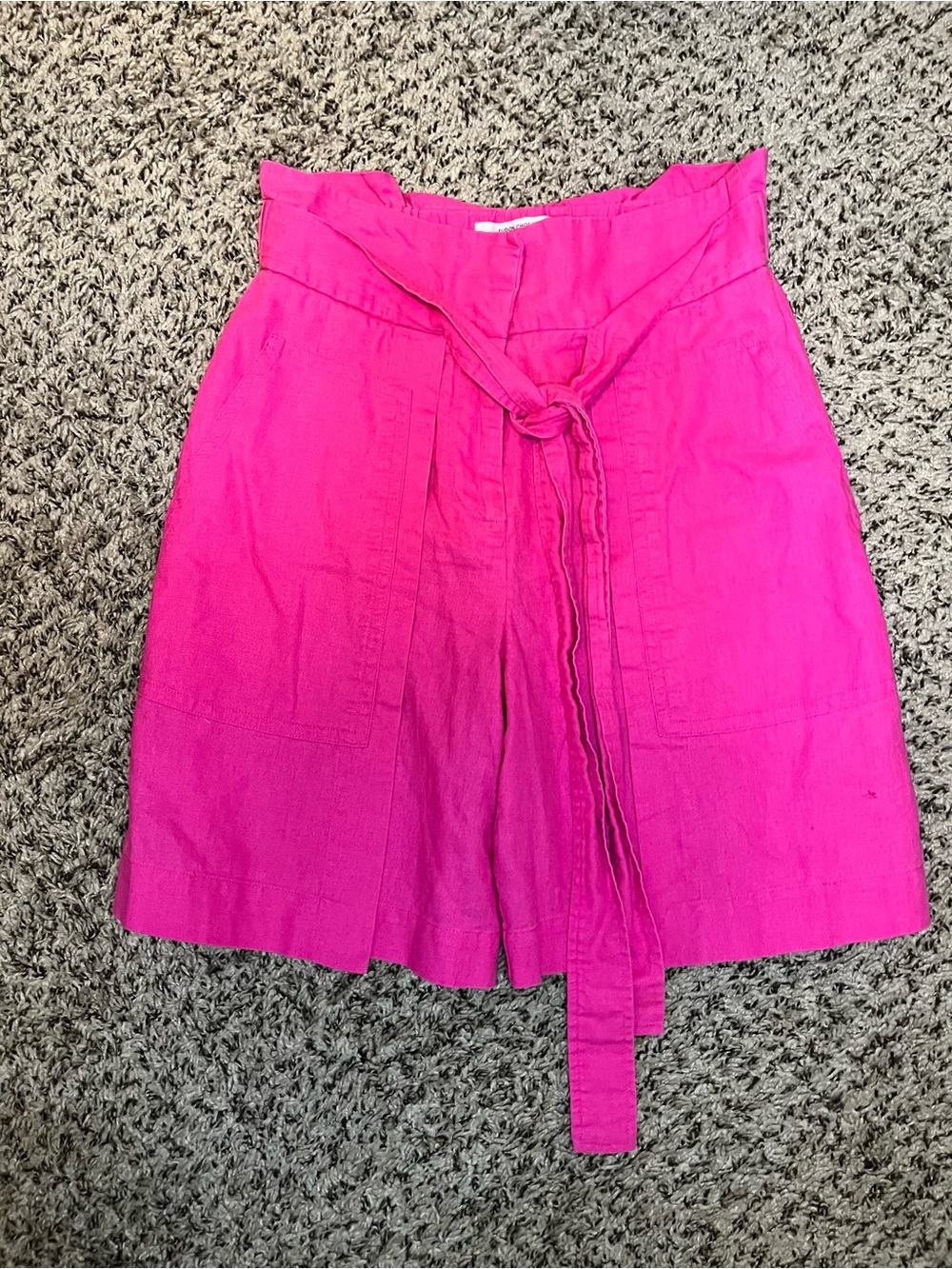 High-Waist Pink Paperbag Bermuda Shorts with Self-Tie Belt
